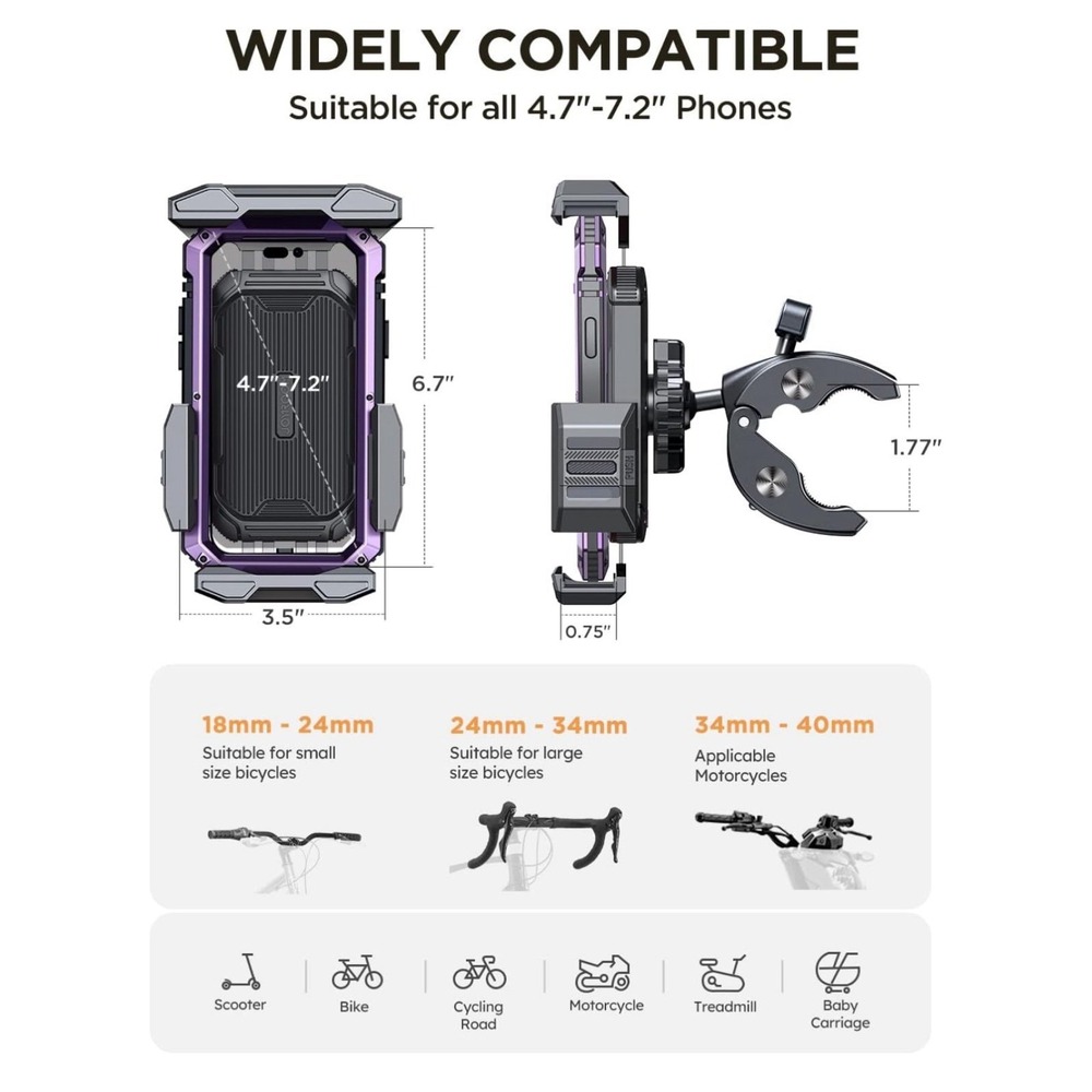JOYROOM Motorcycle or Bike Phone Mount - Picture 3 of 5